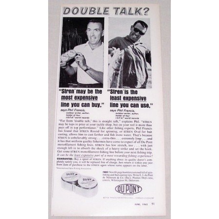 1962 Stren Fishing Line Vintage Print Ad - Double Talk?