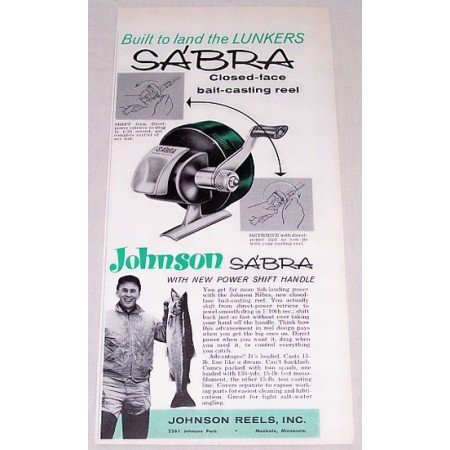 1961 Johnson Sabra Bait-Casting Reel Vintage Print Ad