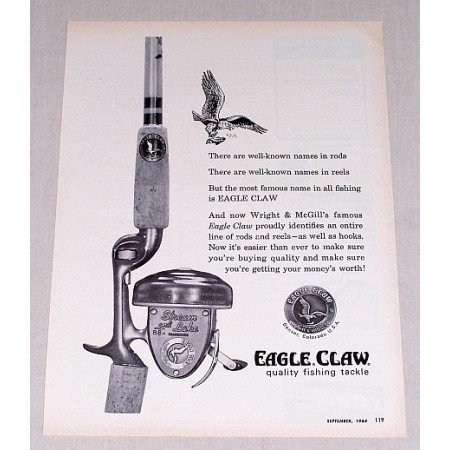 1964 Eagle Claw Fishing Rod & Reel Vintage Print Ad