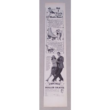 1950 Chicago Roller Skates Vintage Print Ad - Skate Date