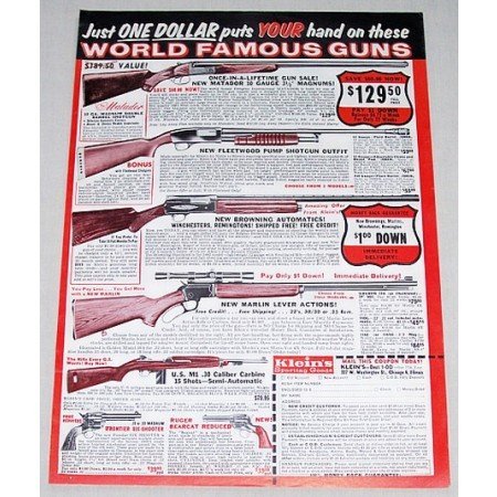 1961 Klein's Shotguns Browning Marlin Color Print Ad