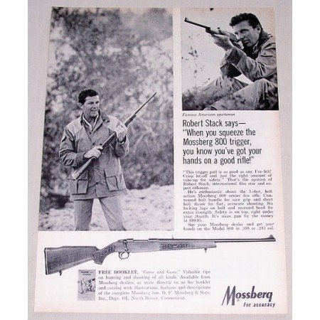 1967 Mossberg 800 Rifle Vintage Print Ad Celebrity Robert Stack