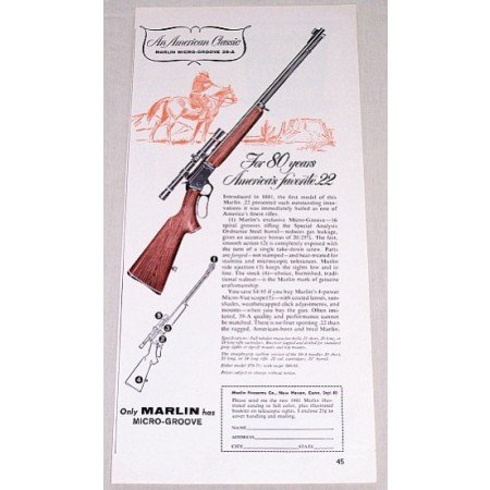 1961 Marlin Micro Groove 39-A .22 Vintage Print Rifle Ad - 80 Years