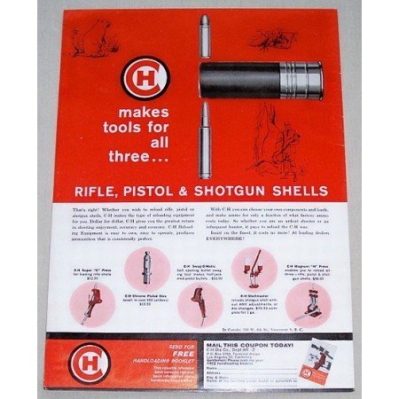 1961 CH Shell Reloading Equipment Color Print Ad