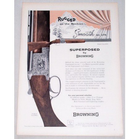1957 Browning Grade V Superposed Shotgun Color Print Ad