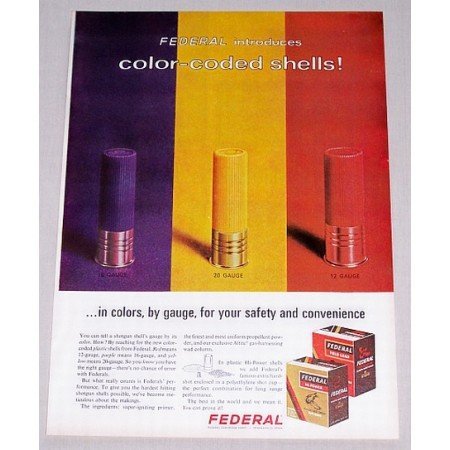 1966 Federal Shotgun Shells Color Coded Shell Color Print Ad