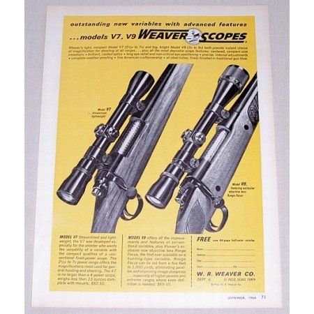 1966 Weaver Scopes Model V7 V9 Rifle Scopes Color Print Ad