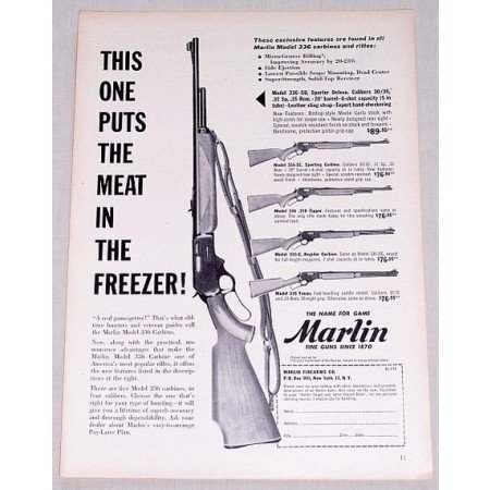 1957 Marlin 336 Carbine Rifle Vintage Print Ad