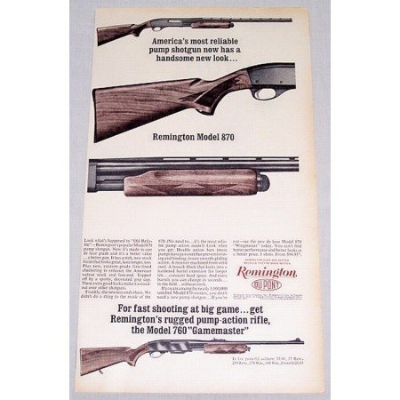 1961 Remington Model 870 and 760 Pump Shotguns Vintage Print Ad