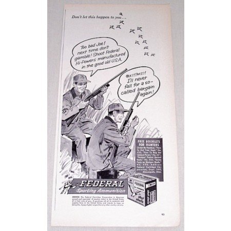 1961 Federal Sporting Ammunition 12 Gauge Shot Shell Vintage Print Ad