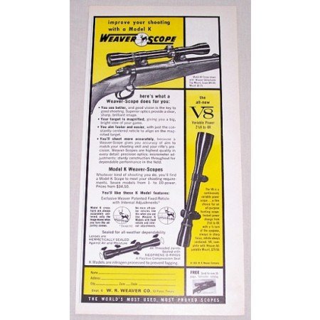 1961 Weaver Scope Model K Rifle Scope Color Print Ad