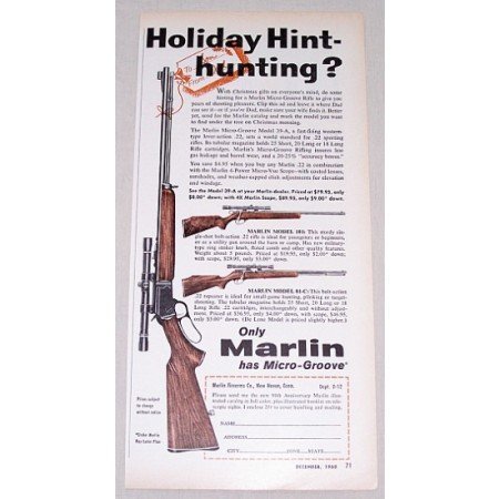 1960 Marlin Rifles Model 39-A, 101, 81-C Color Print Ad