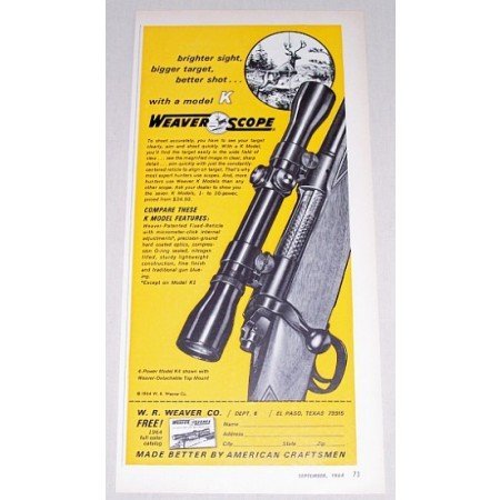 1964 Weaver Scope Model K Rifle Scope Color Print Ad