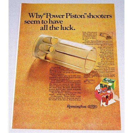 1966 Remington Shotgun Shells Color Print Ad - Power Piston
