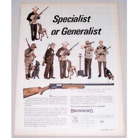 1967 Browning 3 Magnum 20 Gauge Shotgun Color Print Ad