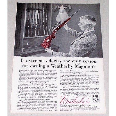 1961 Weatherby Magnum Rifle Color Print Ad - Extreme Velocity