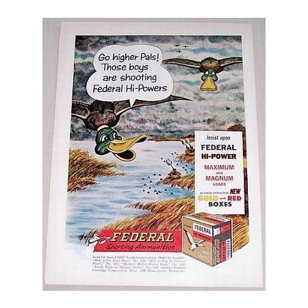 1961 Federal Sporting Ammunition Duck Art Color Print Ad