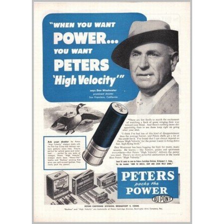1952 Peters High Velocity Shotgun & Rifle Shells Vintage Print Ad