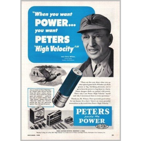 1950 Peters High Velocity Shells Vintage Print Ad - Jerry Wilson