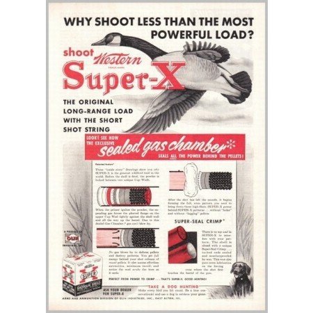 1952 Western Super X Long Range Shotgun Shells Color Print Ad