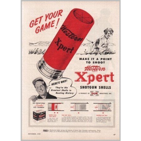 1950 Western Xpert Shotgun Shells Vintage Print Ad - Get Your Game