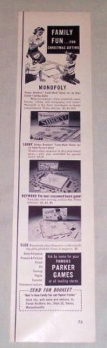 1953 Parker Brothers Games Sorry Clue Keyword Game Vintage Print Ad