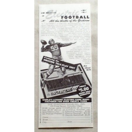 1949 Jim Prentice Electric Football Game Vintage Print Ad