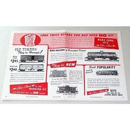 1950 Silver Streak HO Scale Train Kits Color 2 Page Print Ad Old Timer
