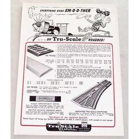 1950 Tru Scale Models HO Scale Roadbed Track Vintage Print Ad