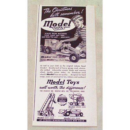 1948 Model Toys Adams Pressed Steel Road Grader Vintage Print Ad