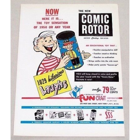 1950 Fun-Craft Comic Rotor Educational Toy Color Print Ad