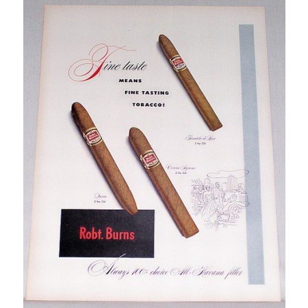 1948 Robt. Burns Cigars Color Print Ad - Fine Taste