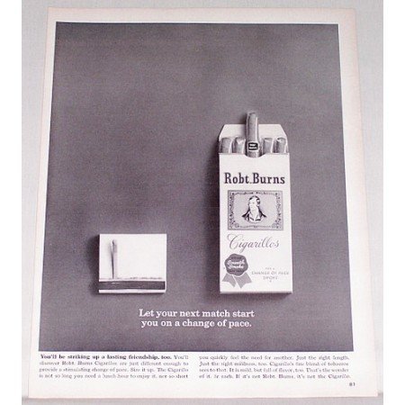 1962 Robt. Burns Cigarillos Tobacco Vintage Print Ad - Last Match