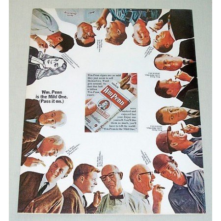 1965 Wm Penn Cigars Color Print Ad - The Mild One Pass It On