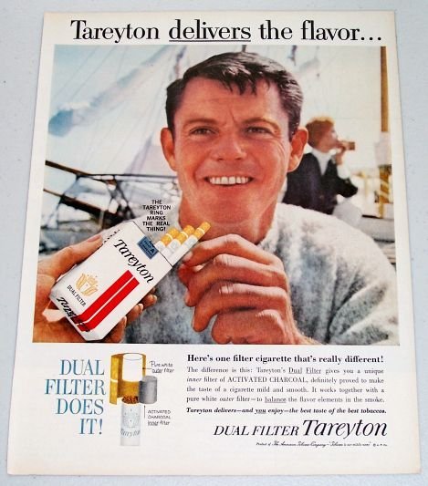 1961 Tareyton Cigarettes Color Tobacco Color Print Ad