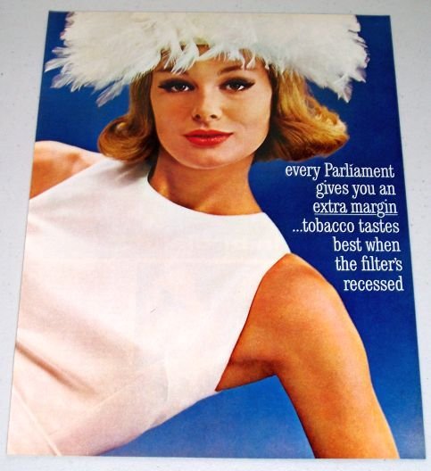 1961 Parliament Cigarettes 2 Page Color Tobacco Print Ad