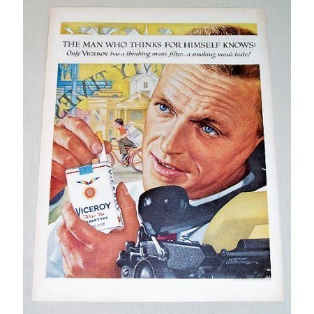 1959 Viceroy Cigarettes Underhill Art Color Print Ad