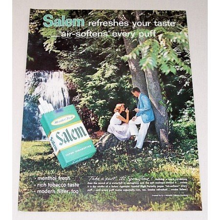 1962 Salem Cigarettes Color Print Ad - Air Softens Every Puff