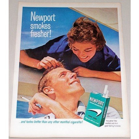 1964 Newport Cigarettes Color Print Ad - Smokes Fresher!