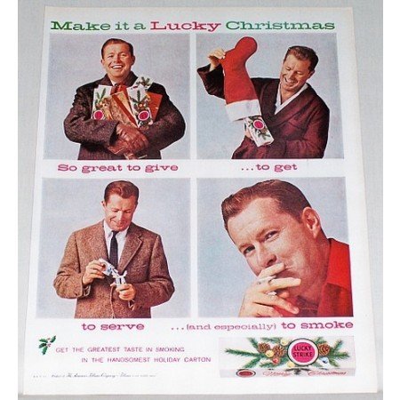1961 Lucky Strike Cigarettes Vintage Color Christmas Print Ad