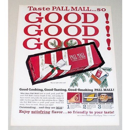 1960 Pall Mall Cigarettes Color Christmas Ad