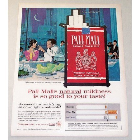 1960 Pall Mall Cigarettes Color Art Print Ad - People Congregate