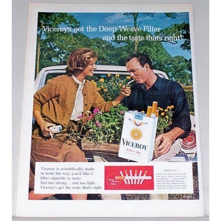 1964 Viceroy Cigarettes Gardening Flowers Color Print Ad