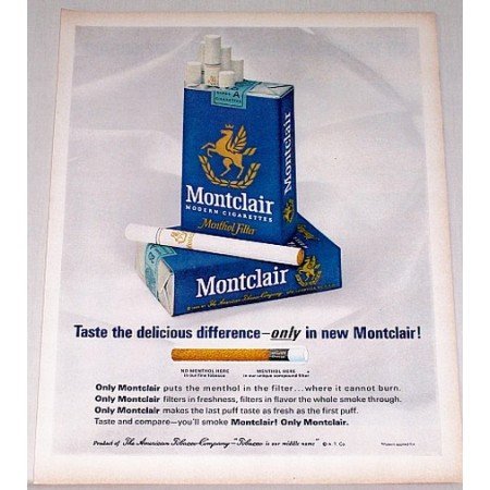 1963 Montclair Menthol Cigarettes Color Print Ad
