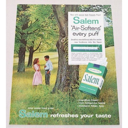1960 Salem Menthol Fresh Cigarettes Color Print Ad