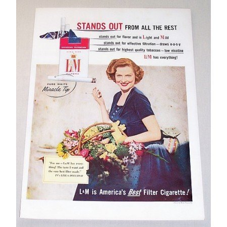 1955 L&M Cigarettes Celebrity Leila Holliday Color Print Tobacco Ad
