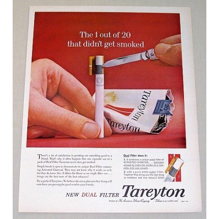 1961 Tareyton Cigarettes Color Tobacco Print Ad