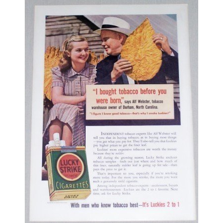 1941 Lucky Strike Cigarettes Color Tobacco Print Ad