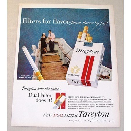 1961 Tareyton Cigarettes Color Tobacco Print Ad - Filters For Flavor
