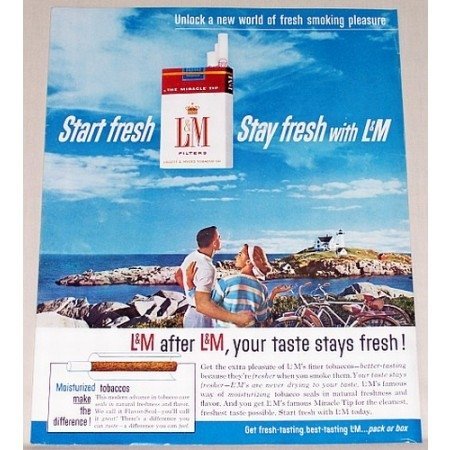 1961 L & M Cigarettes Color Tobacco Print Ad - Unlock A New World